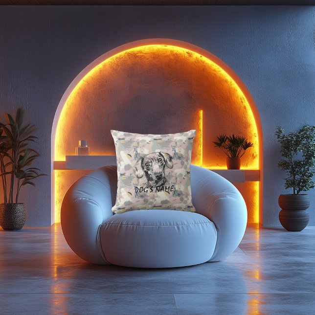 Op maat gemaakte Dachshund-portretkussen Abstract  Kussen (Creator heeft geüpload)