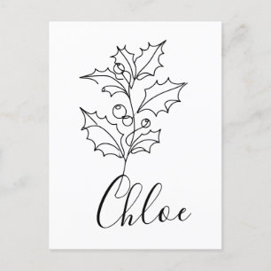 Op maat gemaakte december hulst geboortebloem cade briefkaart