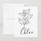 Op maat gemaakte december hulst geboortebloem cade briefkaart (Voorkant / Achterkant)