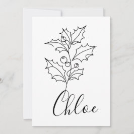 Op maat gemaakte december hulst geboortebloem cade kaart