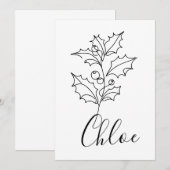 Op maat gemaakte december hulst geboortebloem cade kaart (Voorkant / Achterkant)