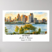 Op maat gemaakte Detroit muurkunst, Michigan poste Poster (Voorkant)