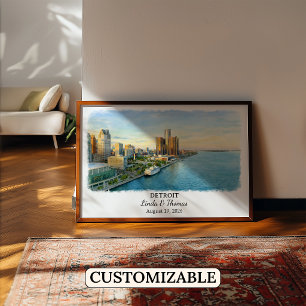 Op maat gemaakte Detroit muurkunst, Michigan poste Poster