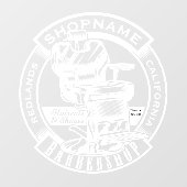 Op maat gemaakte deur voor herenkapper wit raamsticker (Vel)