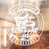 Op maat gemaakte deur voor herenkapper wit raamsticker (Vel 2)