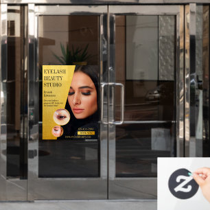 Op maat gemaakte deur voor wimperextensie studio raamsticker