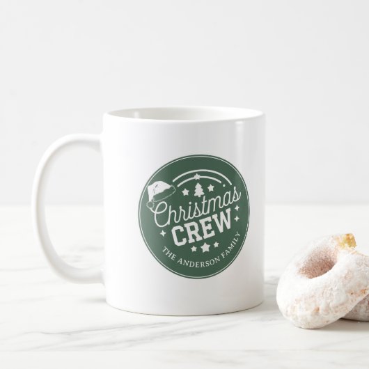 Op maat gemaakte diy Kerst Crew sticker Koffiemok (Met donut)
