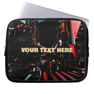 Op maat gemaakte donkere cyberpunk neonstad laptop sleeve