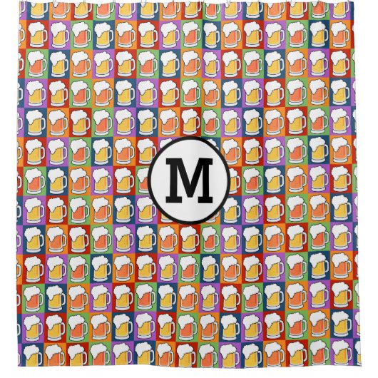 Op maat gemaakte douchegordijn met monogram en BEE (Voorkant)