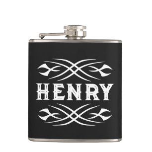 Op maat gemaakte drinkfles met retro stijl tatoeag heupfles