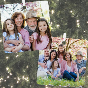 Op maat gemaakte dubbelzijdige familie kerstboom m metalen ornament