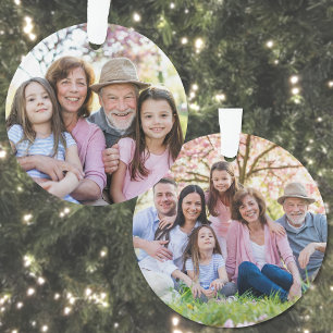 Op maat gemaakte dubbelzijdige familie kerstboomor ornament