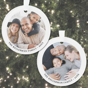 Op maat gemaakte dubbelzijdige familie kerstfoto m ornament