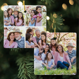 Op maat gemaakte dubbelzijdige gezinsfoto Kerstmis Keramisch Ornament