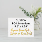 Op maat gemaakte echte folie uitnodigingen Goud 14 (Staand Voorkant)