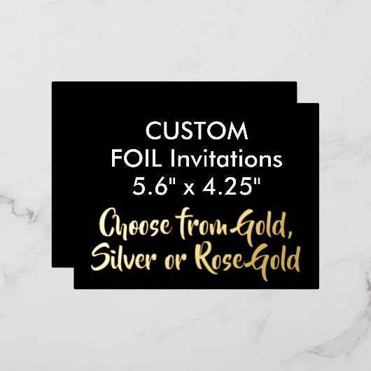 Op maat gemaakte echte folie uitnodigingen Goud 5. (Voorkant / Achterkant)