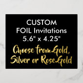 Op maat gemaakte echte folie uitnodigingen Goud 5. (Voorkant)