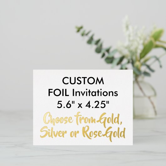 Op maat gemaakte echte folie uitnodigingen Goud 5. (Staand Voorkant)