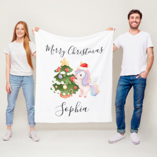 Op maat gemaakte eenhoorn kerstdeken voor meisjes fleece deken