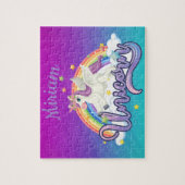 Op maat gemaakte eenhoorn regenboog gepersonalisee legpuzzel (Verticaal)