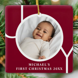 Op maat gemaakte eerste kerst foto voor baby donke keramisch ornament