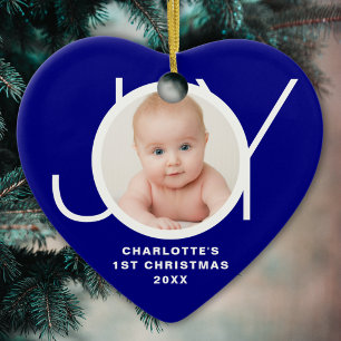Op maat gemaakte eerste kerst van de baby foto Bla Keramisch Ornament