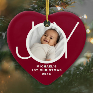 Op maat gemaakte eerste kerst van de baby foto bor keramisch ornament