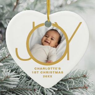 Op maat gemaakte eerste kerst van de baby foto gou keramisch ornament