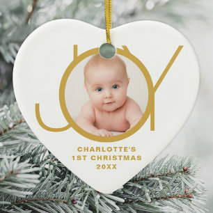 Op maat gemaakte eerste kerst van de baby foto gou keramisch ornament