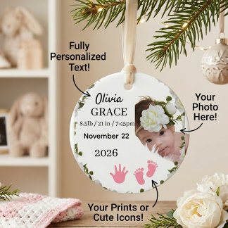 Op maat gemaakte eerste kerst van de baby geperson keramisch ornament