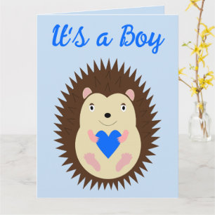 Op maat gemaakte egel met blauwe hart voor baby jo kaart