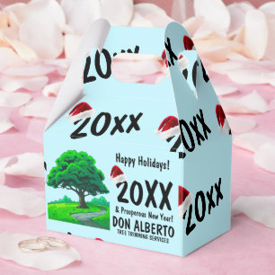 Op maat gemaakte eikenboomlogo boom snoei vakantie bedankdoosjes