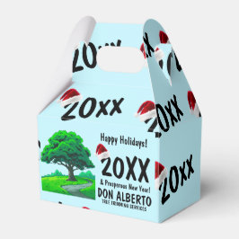 Op maat gemaakte eikenboomlogo boom snoeien vakant bedankdoosjes