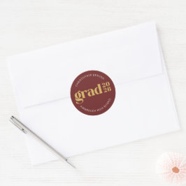 Op maat gemaakte eindexamen 2026 Rood Gouden einde Ronde Sticker