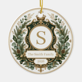 Op maat gemaakte elegante familienaam met monogram keramisch ornament