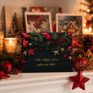 Op maat gemaakte elegante kerstkaart met krans feestdagenkaart