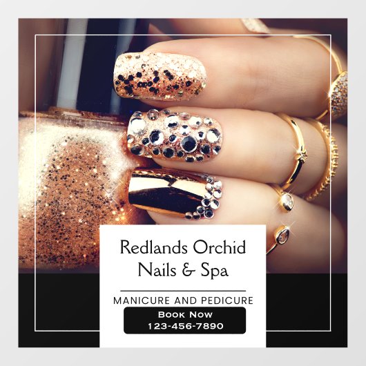 Op maat gemaakte elegante nagelsalon promotie raamsticker (Vel)