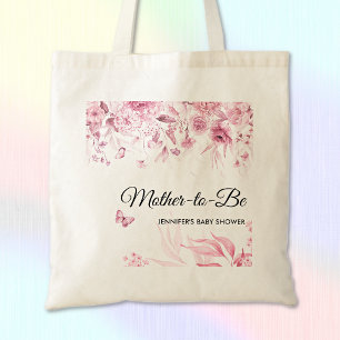 Op maat gemaakte elegante roze bloemen kunst baby tote bag
