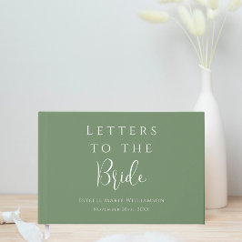 Op maat gemaakte elegante saliegroene letters voor gastenboek