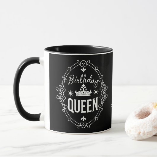 Op maat gemaakte Elegante Verjaardags Koningin Typ Mok (Met donut)