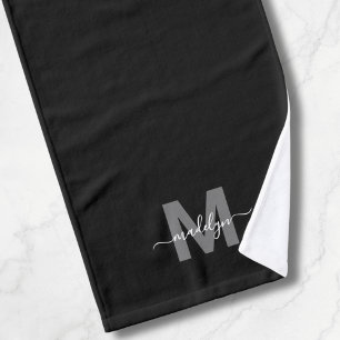 Op maat gemaakte Elegante Zwarte Naam Monogram Handdoek