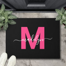 Op maat gemaakte Elegante Zwarte Roze Monogram Scr