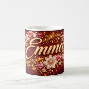 Op maat gemaakte Emma Goud Roze Harten Romantische Koffiemok