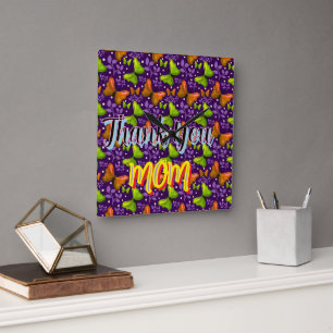 Op maat gemaakte en gepersonaliseerde cadeau vlind vierkante klok