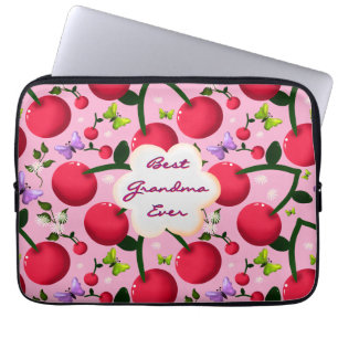 Op maat gemaakte en gepersonaliseerde cherry vlind laptop sleeve