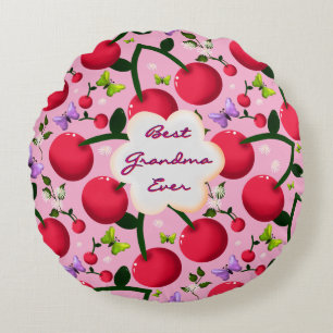 Op maat gemaakte en gepersonaliseerde cherry vlind rond kussen