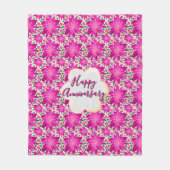 Op maat gemaakte en gepersonaliseerde roze bloemst fleece deken (Voorkant)