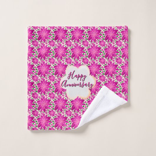 Op maat gemaakte en gepersonaliseerde roze bloemst washandje (Wasdoekje)