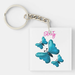 Op maat gemaakte en gepersonaliseerde vlinder sleutelhanger