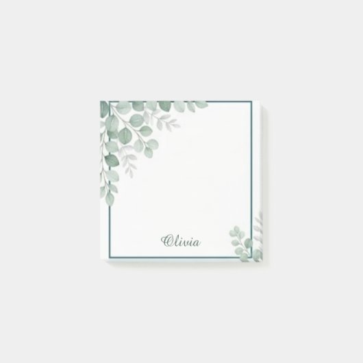 Op maat gemaakte Eucalyptus Aquarel Botanische Pla Post-it® Notes (Voorkant)